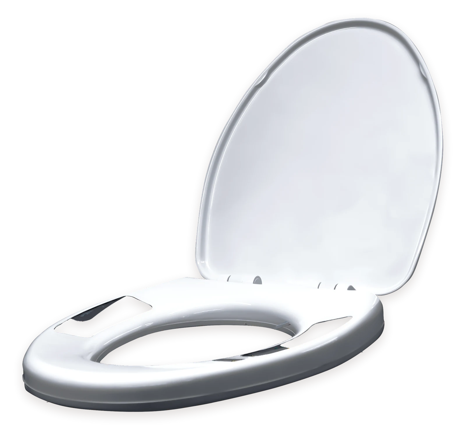 The Casana Smart Seat coming apart: lid, seat ring, sensor pads, circuit boards and sensors
