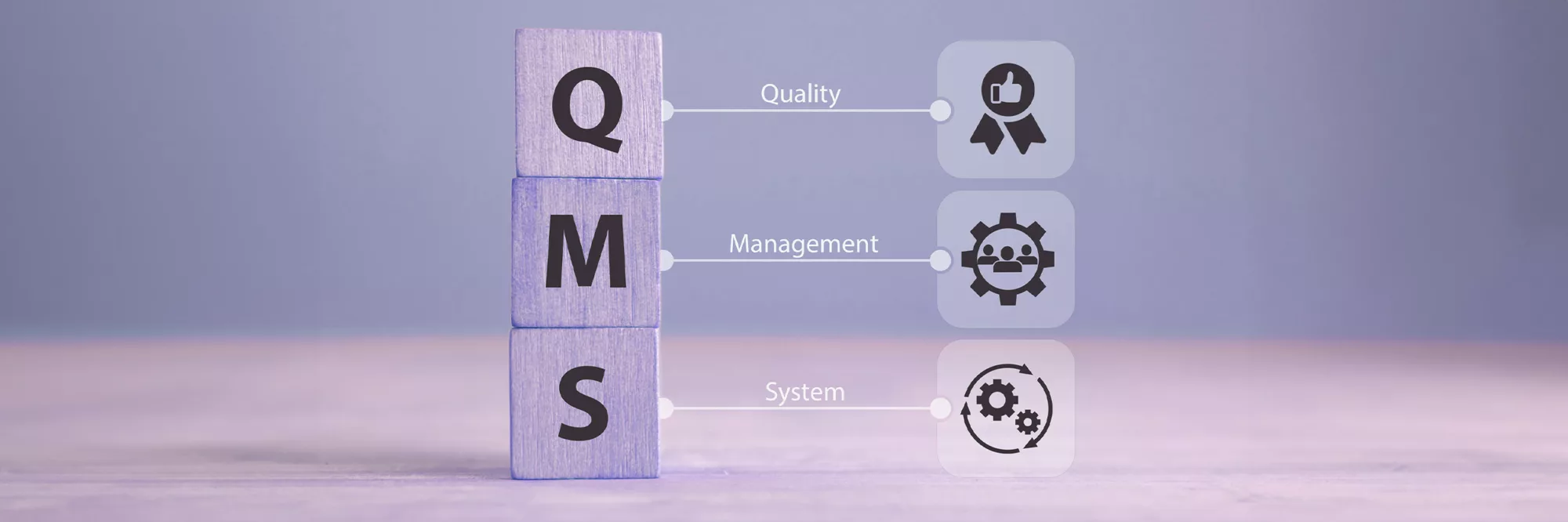 Letter blocks spelling QMS - Quality Management System